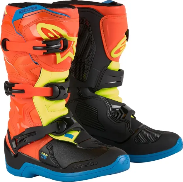 Slika ALPINESTARS TECH 3S YOUTH - ORANŽNA / MODRA / RUMENA