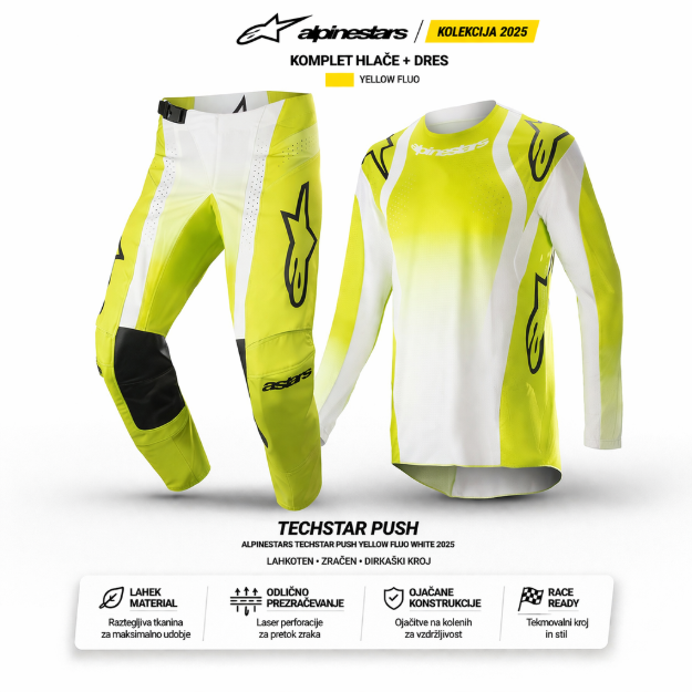 Slika Alpinestars Techstar Push Yellow Fluo White